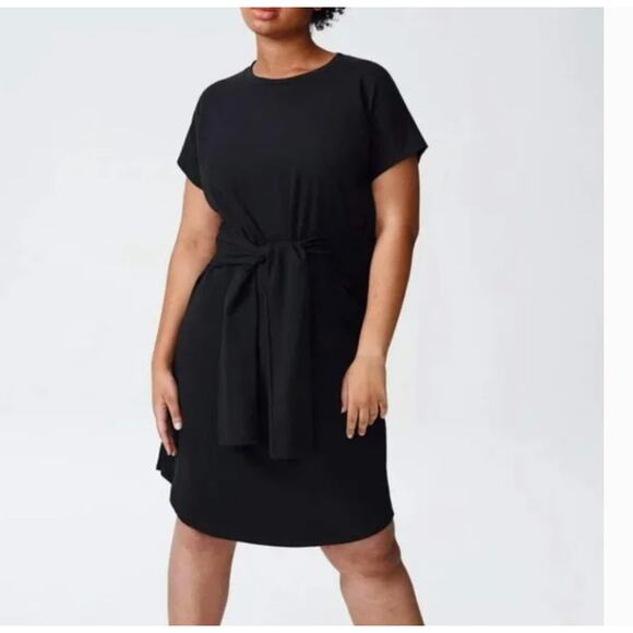 Universal Standard Misa Dress 4XS 00 0 Black NWT Tie Waist Wrap Capsule Minimal - Picture 1 of 5
